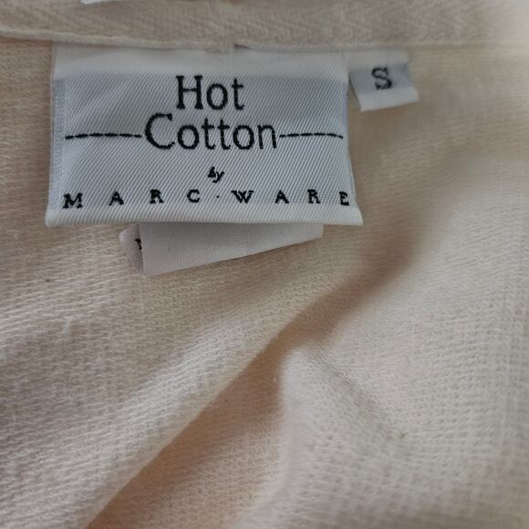 Cream Cotton Full Zip Hoodie Size Small - Picture 3 of 4